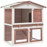 Cumpara ieftin Cusca de iepuri pentru exterior, 3 usi, maro, lemn