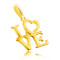 Pandantiv din aur galben de 14K &ndash; cuv&acirc;ntul &bdquo;LOVE&rdquo; cu majuscule, inimă &icirc;n locul literei O