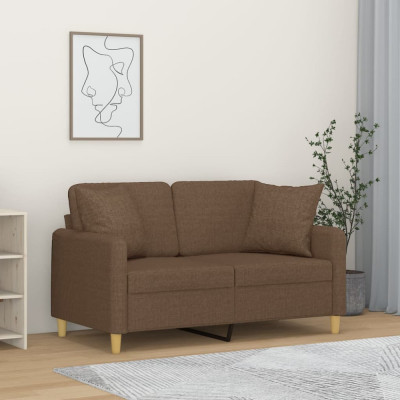 vidaXL Canapea cu 2 locuri cu pernuțe, maro, 120 cm, textil foto