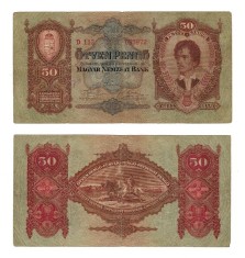 Ungaria 1932 - 50 pengo, circulata