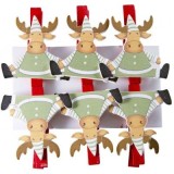 Accesorii creatie - lemn - carlig ren, colorat, 3.5cm, set 6 buc, Colorarte