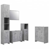 Set mobilier baie, 4 piese, gri beton