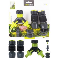Set conectori si adaptoare furtun gradina, 6 piese, ProGarden , distribuitor Y, racorduri rapide si cuplaje