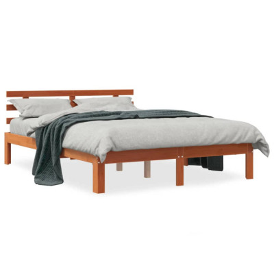 Cadru de pat cu tablie, maro ceruit, 140x190 cm, lemn masiv pin GartenMobel Dekor foto