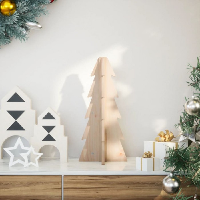 vidaXL Brad de Crăciun din lemn decorativ, 49 cm, lemn de pin masiv