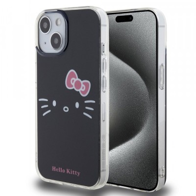 Husa pentru Apple iPhone 15, Hello Kitty, IML Kitty Face, Neagra foto