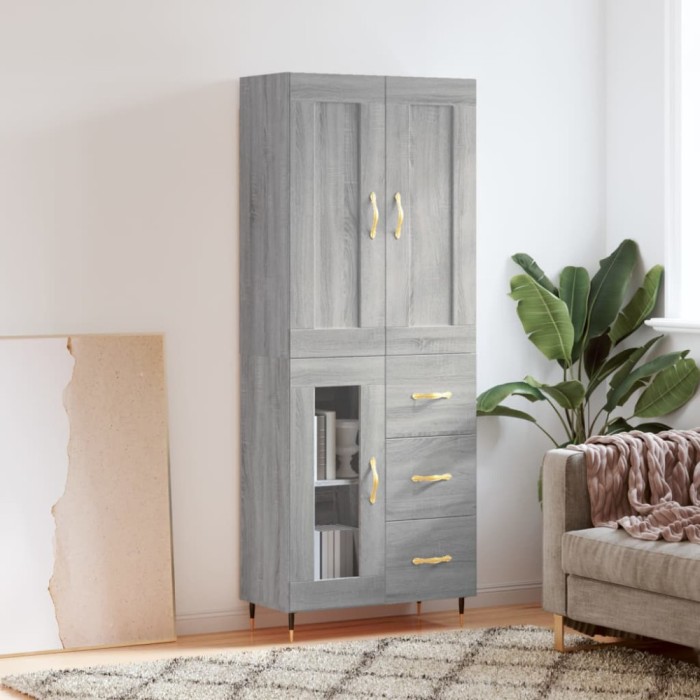vidaXL Dulap &icirc;nalt, gri sonoma, 69,5x34x180 cm, lemn compozit