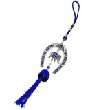 Clopoței de v&acirc;nt potcoavă cu elefant și ochi protector, pentru protecția locuinței, talisman