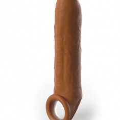 Prelungitor Penis Uncut cu Inel Testicule Fantasy X-Tensions Elite, Silicon, Maro, 20.3 cm