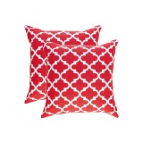 Set de 2 husă de pernă din p&acirc;nză de bumbac TreeWool Trellis Accent (40 x 40 cm, roșu)