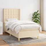 Gossi pat box spring cu saltea, crem, 90x200 cm, textil