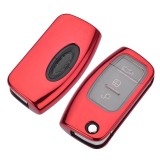 Husa Cheie Compatibila cu Auto FORD TPU+PC Rosie Cheie Briceag Ford Focus Fiesta
