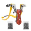 Set prastie cu laser, Sling Queen, metalic, 11.5 cm, cu boloboc, maner lemn, maro si 200 bile de 6 mm