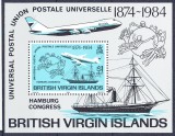 DB1 Ins Virgine 1984 110 ANi UPU Avioane Vapoare SS MNH