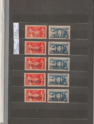 ROMANIA 1945/46 LP 179 + 189 FRONTUL PLUGARILOR CU SI FARA SUPRATIPAR SERII MNH foto