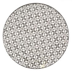 Farfurie Porțelan, Model Geometric, Culoare Bej Negru, Diametru 26.5 cm