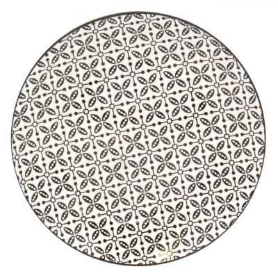 Farfurie Porțelan, Model Geometric, Culoare Bej Negru, Diametru 26.5 cm foto