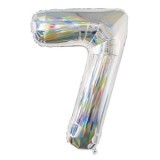 Balon Petrecere din Folie Argintie Holografica Nr.7 - 82cm, CMCLASS