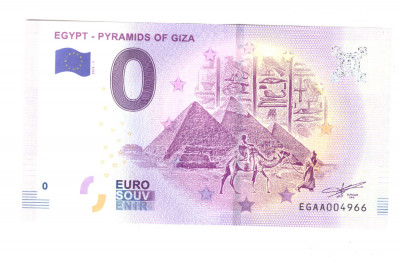 Bancnota souvenir Egipt 0 euro Pyramids of Giza 2019-1, UNC foto