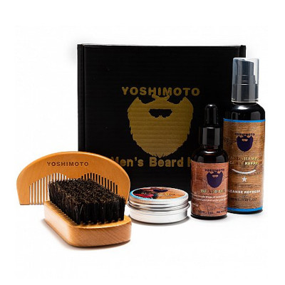 Set barber Yoshimoto Fearless, 1 x sampon, 1 x ulei, 1 x ceara, 1 x pieptene, 1 x perie foto