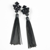 Cercei negri lungi cu franjuri