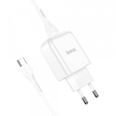 Incarcator Retea Cu Cablu USB-C HOCO N2, 10W, 2A, 1 x USB-A, Alb foto