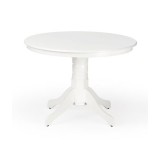 Cumpara ieftin Masa living rotunda HM Gloster, blat MDF lacuit, lemn masiv, 4 persoane, 106x75 cm, alba