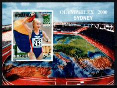 Romania 2000, LP 1524, &amp;quot;Olymphilex&amp;quot; - Sydney 2000, colita, MNH! foto