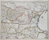 Danubii Fluvii pars Inferior, Valahia, Moldavia, Basarabia, Harta Partea inferioara a Dunarii - Gravura, Amsterdam, cca. 1690