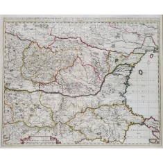 Danubii Fluvii pars Inferior, Valahia, Moldavia, Basarabia, Harta Partea inferioara a Dunarii - Gravura, Amsterdam, cca. 1690