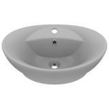 Cumpara ieftin Chiuveta lux cu preaplin gri deschis mat 58,5x39cm ceramic oval