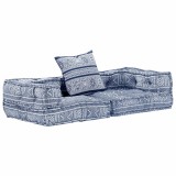 Canapea puf modulară cu 2 locuri, indigo, material textil