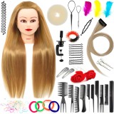 Cap de antrenament Ola 70 cm blond, păr sintetic + m&acirc;ner, cap de pieptănat pentru coafor, cap de ant