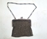 poseta vintage din argint sterling plasa de zale Interbelic Britanic model specific Belle Epoque