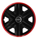 Set 4 Capace Roti pentru Audi, model Fast Black Cu Rama Rosie, R16, AUDI