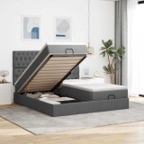 VidaXL Cadru de pat otoman cu saltele Gri &icirc;nchis 180x200cm țesătură