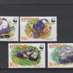 Aitutaki 2002- Fauna,WWF,Pasari,Papagali,serie 4 valori,MNH,Mi.772-775