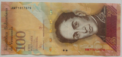 Bancnota exotica 100 BOLIVARES - VENEZUELA, anul 2015 * cod 104 foto