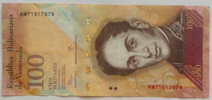Bancnota exotica 100 BOLIVARES - VENEZUELA, anul 2015 * cod 104