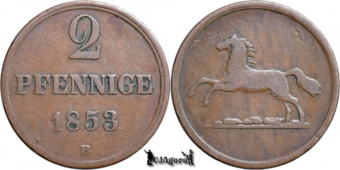1853 B, 2 Pfennige - Wilhelm - Ducatul de Brunswick