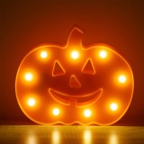 Decor Halloween, Dovleac LED, Plastic, Portocaliu, 9 Becuri, 24.5x3x21cm, Funcționare pe Baterii