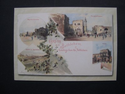 Gruss aus Bethlehem. Greetings from the Bethlehem. Iudaica (reproducere) foto