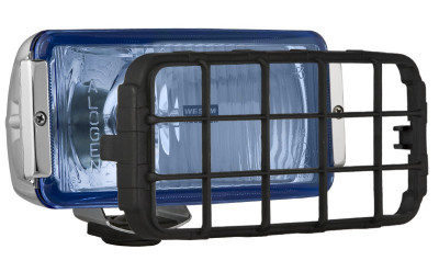 Proiector auto Wesem 12/24V bec H3 182x86x81mm geam albastru si carcasa cromata , cu lumina de drum , 1 buc. foto