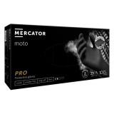 Manusi nitril Mercator Moto Black marimea L 100 buc, negre, texturate, lungime extinsa 250-280 mm, pentru mecanica auto si lucrari tehnice