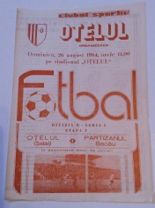 Program meci fotbal OTELUL GALATI - PARTIZANUL BACAU (26.08.1984)