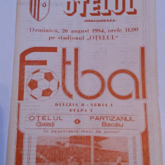 Program meci fotbal OTELUL GALATI - PARTIZANUL BACAU (26.08.1984)