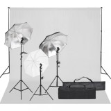 VidaXL Kit studio foto cu set de lumină și fundal