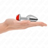 Kink Pleasure Plugs-Plug Anal Rose Red Size M-Metal, Waterproof