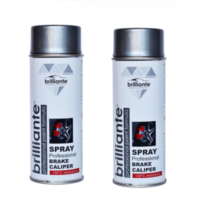 Pachet 2 x Vopsea Spray Brilliante Argintiu pentru Etriere Frane RAL 9006 400 ml