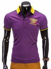 Tricou pentru barbati polo, violet, logo piept, slim fit, casual - S508 foto